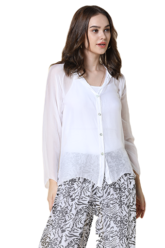 Silk Button Through Blouse With Singlet