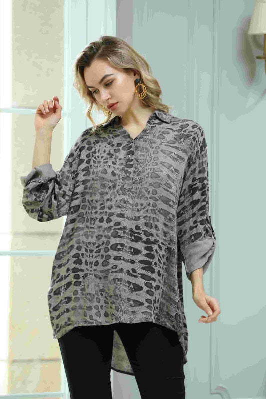 LONG SLEEVE ANIMAL PRINT SHIRT