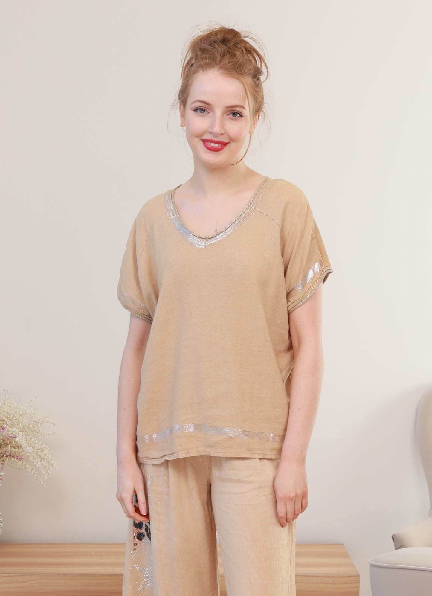 COTTON&LINEN TOP  (MK-LU0031)