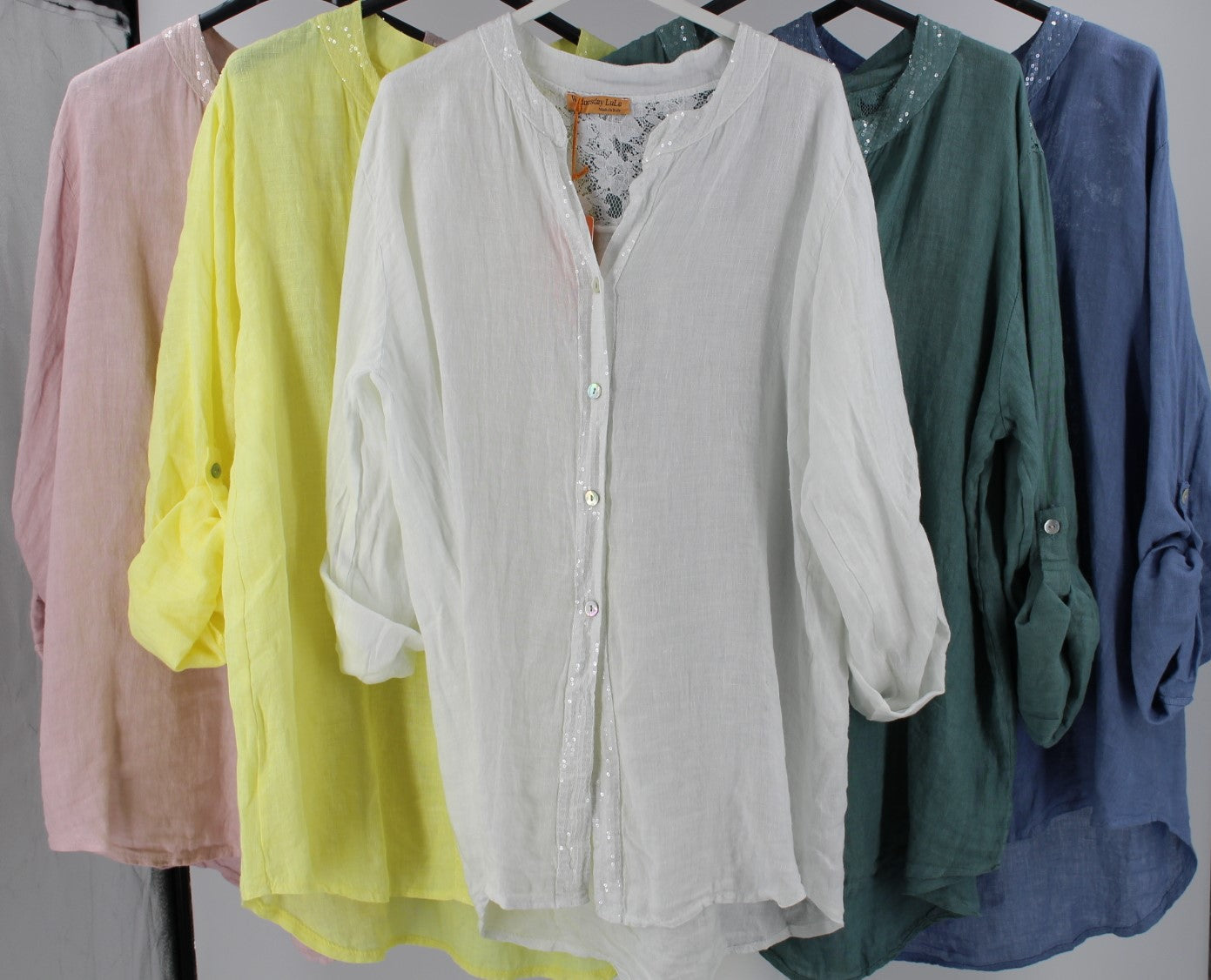 LACE ON BACK LINEN CASUAL SHIRT