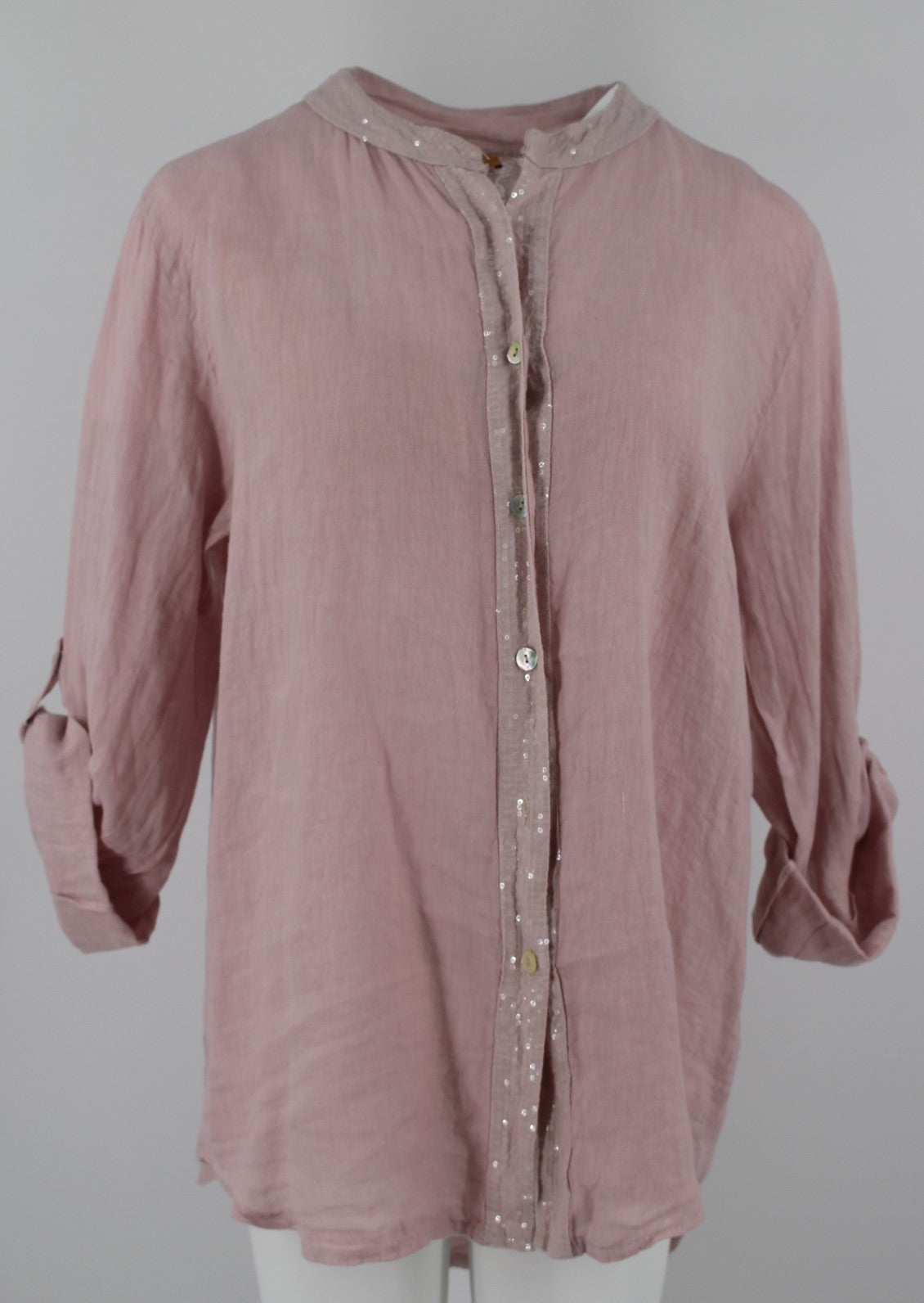 LACE ON BACK LINEN CASUAL SHIRT