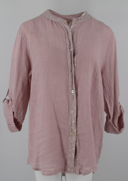 LACE ON BACK LINEN CASUAL SHIRT
